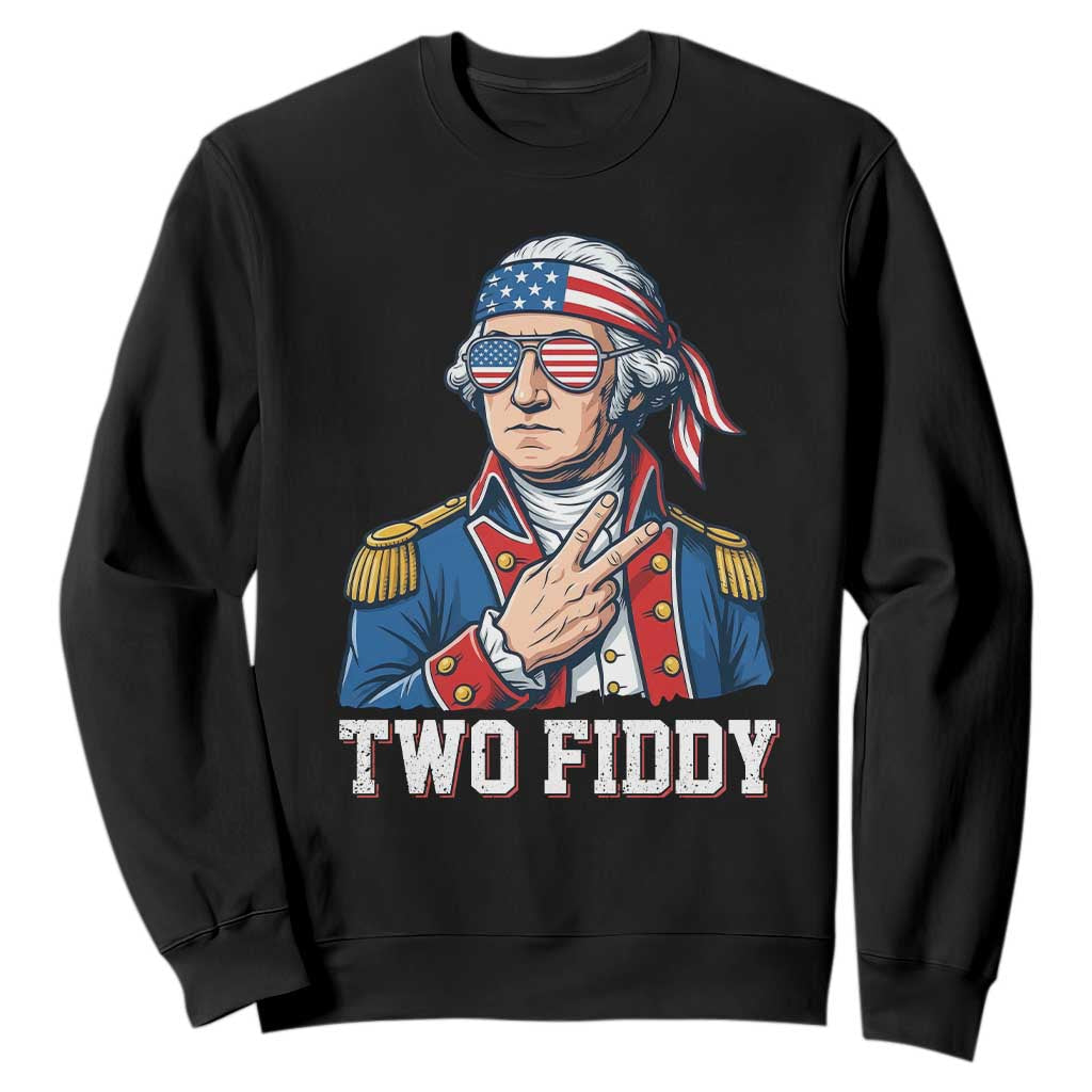 Two Fiddy George Washington Bandana Sweatshirt Funny Cool Sunglasses American Flag Headband Peace Sign Patriotic