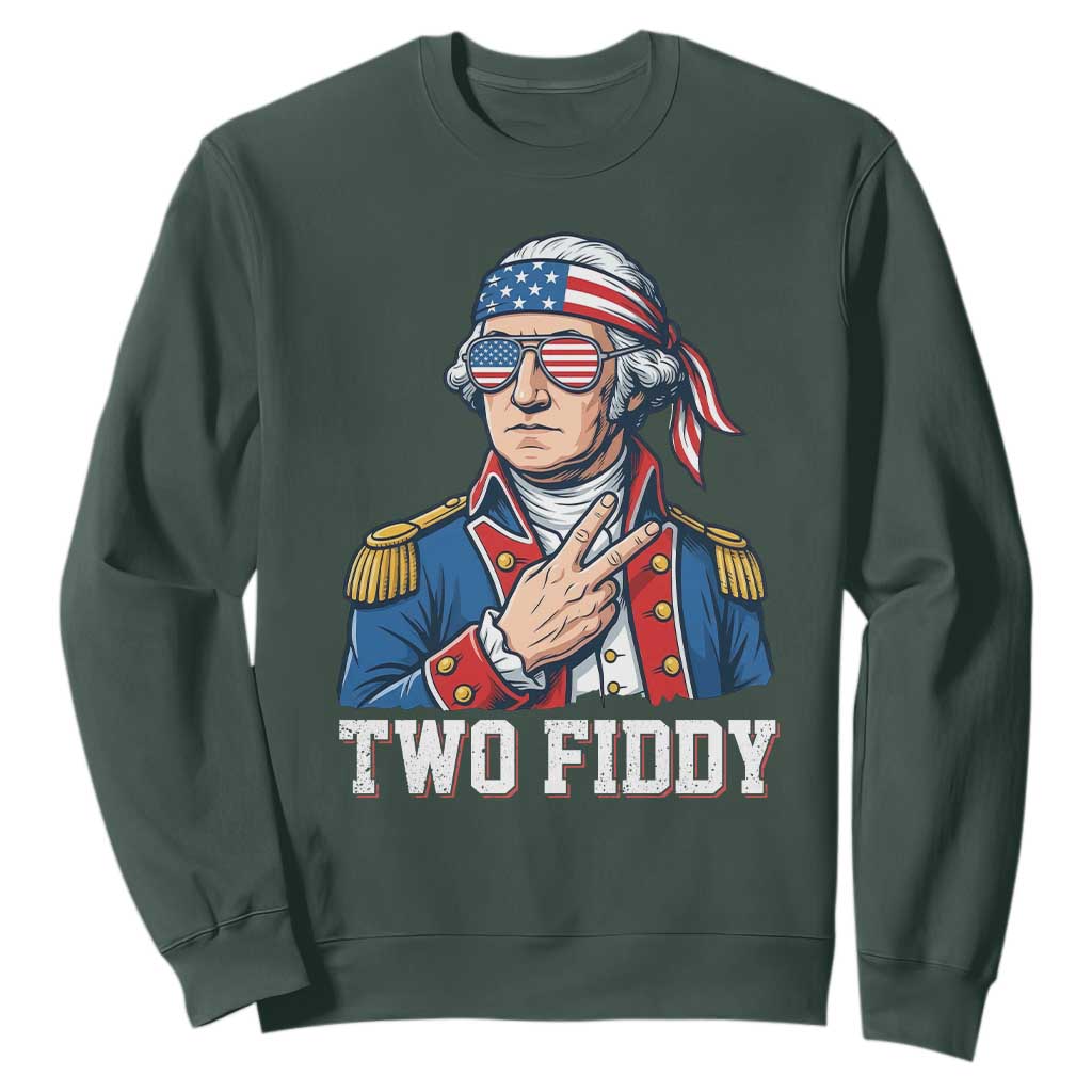 Two Fiddy George Washington Bandana Sweatshirt Funny Cool Sunglasses American Flag Headband Peace Sign Patriotic