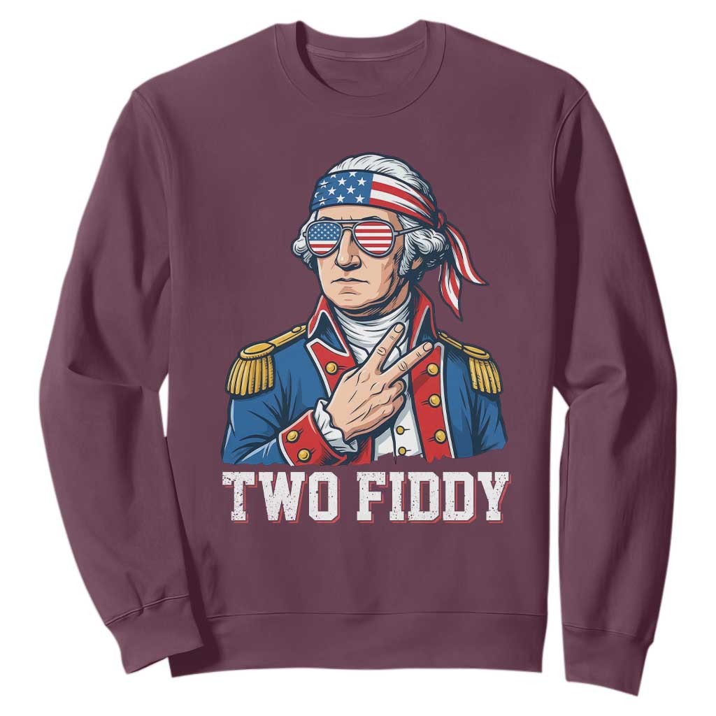 Two Fiddy George Washington Bandana Sweatshirt Funny Cool Sunglasses American Flag Headband Peace Sign Patriotic