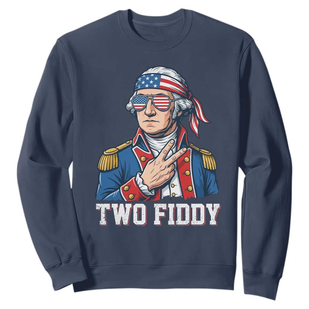 Two Fiddy George Washington Bandana Sweatshirt Funny Cool Sunglasses American Flag Headband Peace Sign Patriotic