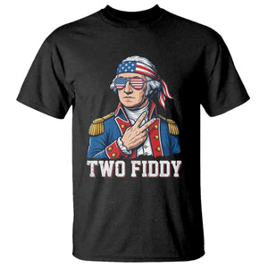 Two Fiddy George Washington Bandana T Shirt Funny Cool Sunglasses American Flag Headband Peace Sign Patriotic