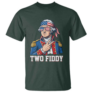 Two Fiddy George Washington Bandana T Shirt Funny Cool Sunglasses American Flag Headband Peace Sign Patriotic