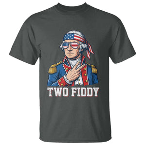 Two Fiddy George Washington Bandana T Shirt Funny Cool Sunglasses American Flag Headband Peace Sign Patriotic