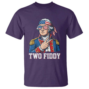 Two Fiddy George Washington Bandana T Shirt Funny Cool Sunglasses American Flag Headband Peace Sign Patriotic