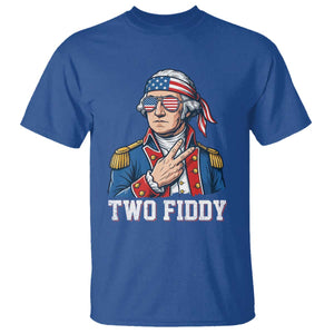 Two Fiddy George Washington Bandana T Shirt Funny Cool Sunglasses American Flag Headband Peace Sign Patriotic