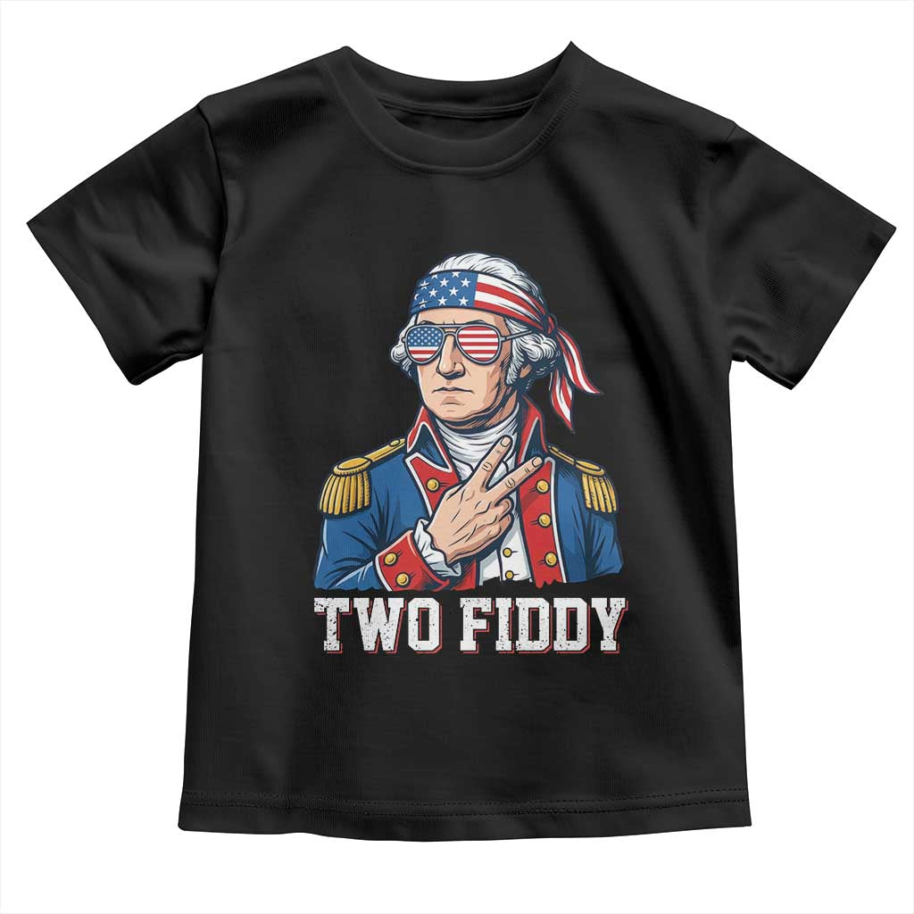 Two Fiddy George Washington Bandana Toddler T Shirt Funny Cool Sunglasses American Flag Headband Peace Sign Patriotic TS02 Black Print Your Wear