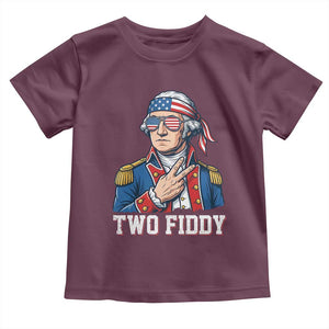 Two Fiddy George Washington Bandana Toddler T Shirt Funny Cool Sunglasses American Flag Headband Peace Sign Patriotic
