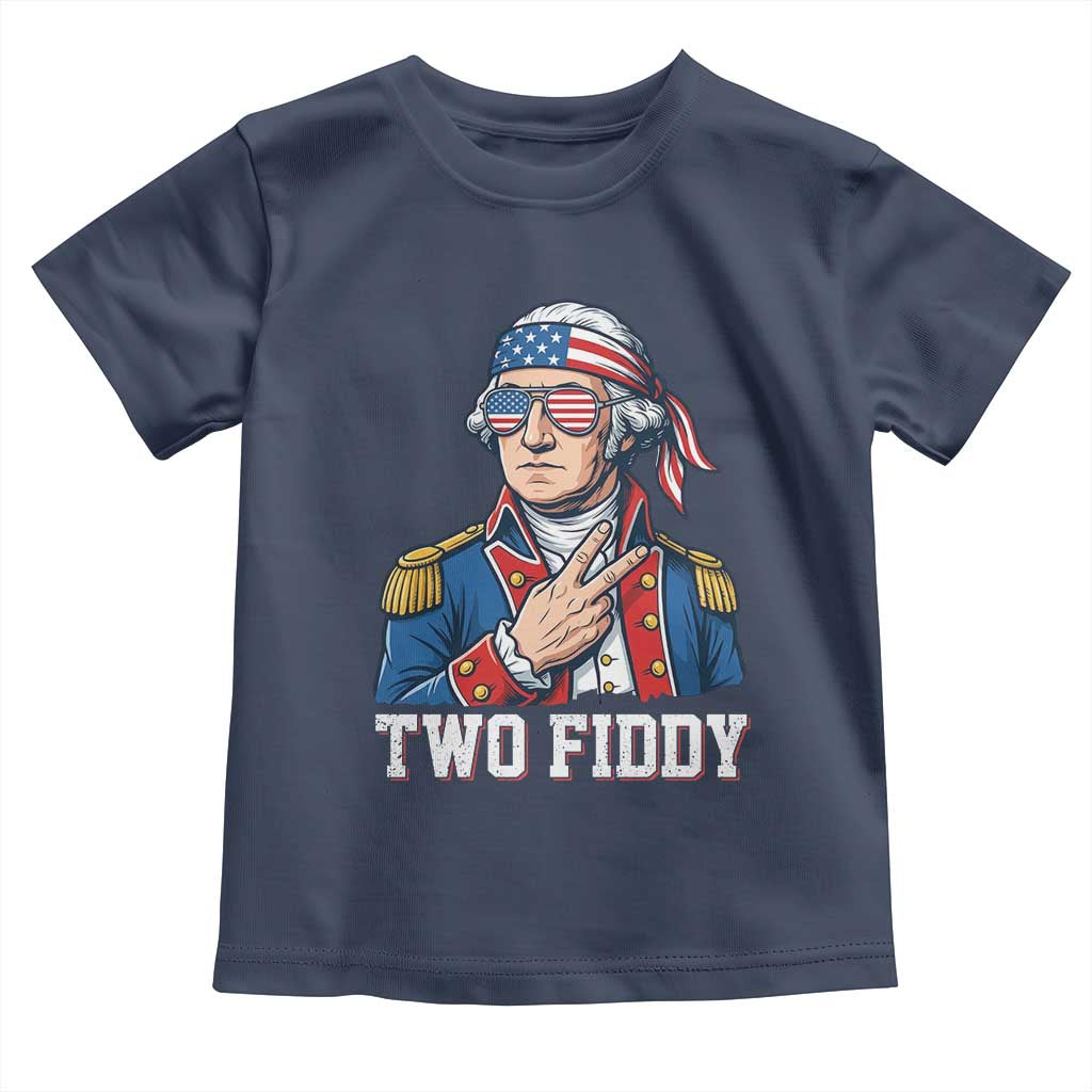 Two Fiddy George Washington Bandana Toddler T Shirt Funny Cool Sunglasses American Flag Headband Peace Sign Patriotic
