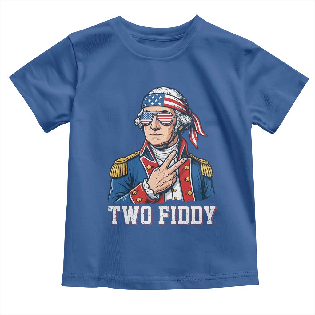 Two Fiddy George Washington Bandana Toddler T Shirt Funny Cool Sunglasses American Flag Headband Peace Sign Patriotic