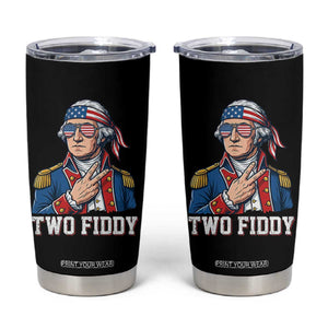 Two Fiddy George Washington Bandana Tumbler Cup Funny Cool Sunglasses American Flag Headband Peace Sign Patriotic