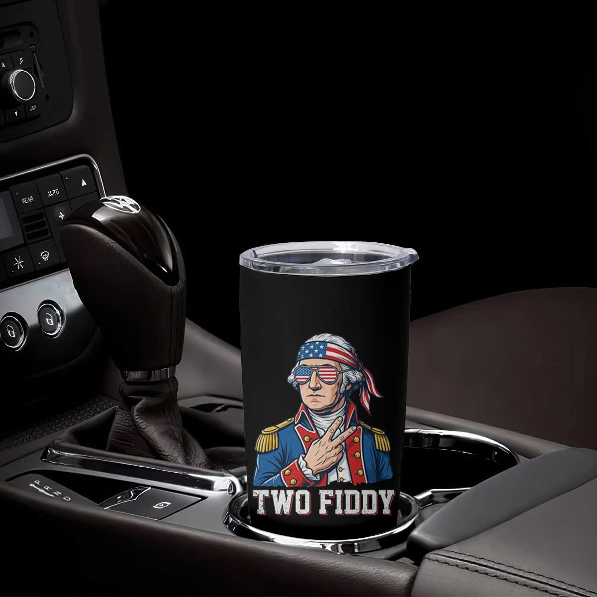 Two Fiddy George Washington Bandana Tumbler Cup Funny Cool Sunglasses American Flag Headband Peace Sign Patriotic