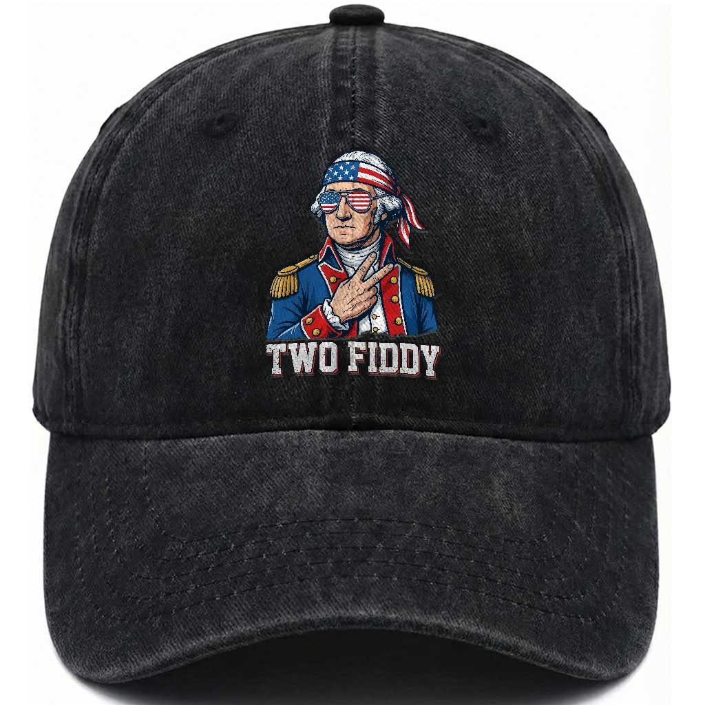 Two Fiddy George Washington Bandana Washed Cotton Baseball Cap Funny Cool Sunglasses American Flag Headband Peace Sign Patriotic