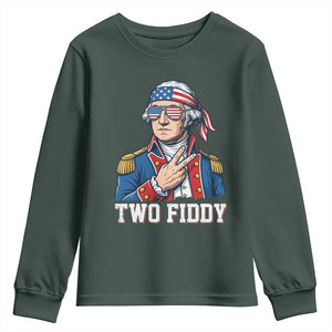 Two Fiddy George Washington Bandana Youth Sweatshirt Funny Cool Sunglasses American Flag Headband Peace Sign Patriotic