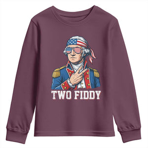 Two Fiddy George Washington Bandana Youth Sweatshirt Funny Cool Sunglasses American Flag Headband Peace Sign Patriotic