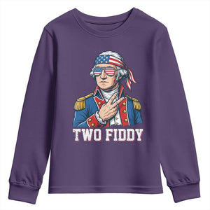 Two Fiddy George Washington Bandana Youth Sweatshirt Funny Cool Sunglasses American Flag Headband Peace Sign Patriotic