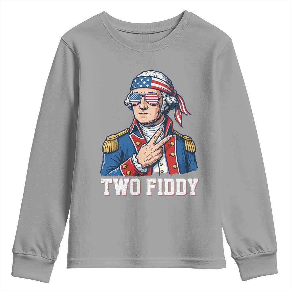 Two Fiddy George Washington Bandana Youth Sweatshirt Funny Cool Sunglasses American Flag Headband Peace Sign Patriotic