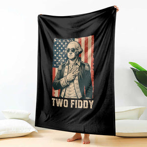 Two Fiddy Vintage George Washington Throw Blanket Funny Sunglasses Peace Sign Retro American Flag Semiquincentennial