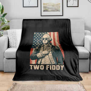 Two Fiddy Vintage George Washington Throw Blanket Funny Sunglasses Peace Sign Retro American Flag Semiquincentennial