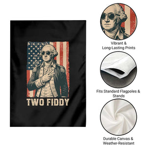 Two Fiddy Vintage George Washington Garden Flag Funny Sunglasses Peace Sign Retro American Flag Semiquincentennial