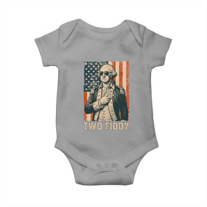 Two Fiddy Vintage George Washington Baby Onesie Funny Sunglasses Peace Sign Retro American Flag Semiquincentennial