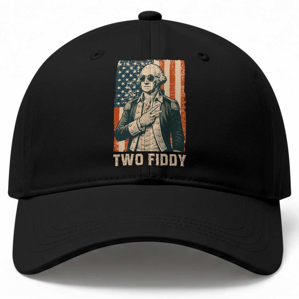 Two Fiddy Vintage George Washington Baseball Cap Funny Sunglasses Peace Sign Retro American Flag Semiquincentennial