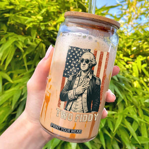 Two Fiddy Vintage George Washington Glass Can Funny Sunglasses Peace Sign Retro American Flag Semiquincentennial