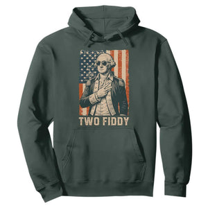 Two Fiddy Vintage George Washington Hoodie Funny Sunglasses Peace Sign Retro American Flag Semiquincentennial