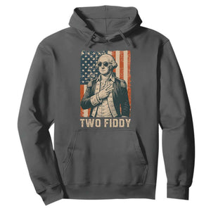 Two Fiddy Vintage George Washington Hoodie Funny Sunglasses Peace Sign Retro American Flag Semiquincentennial