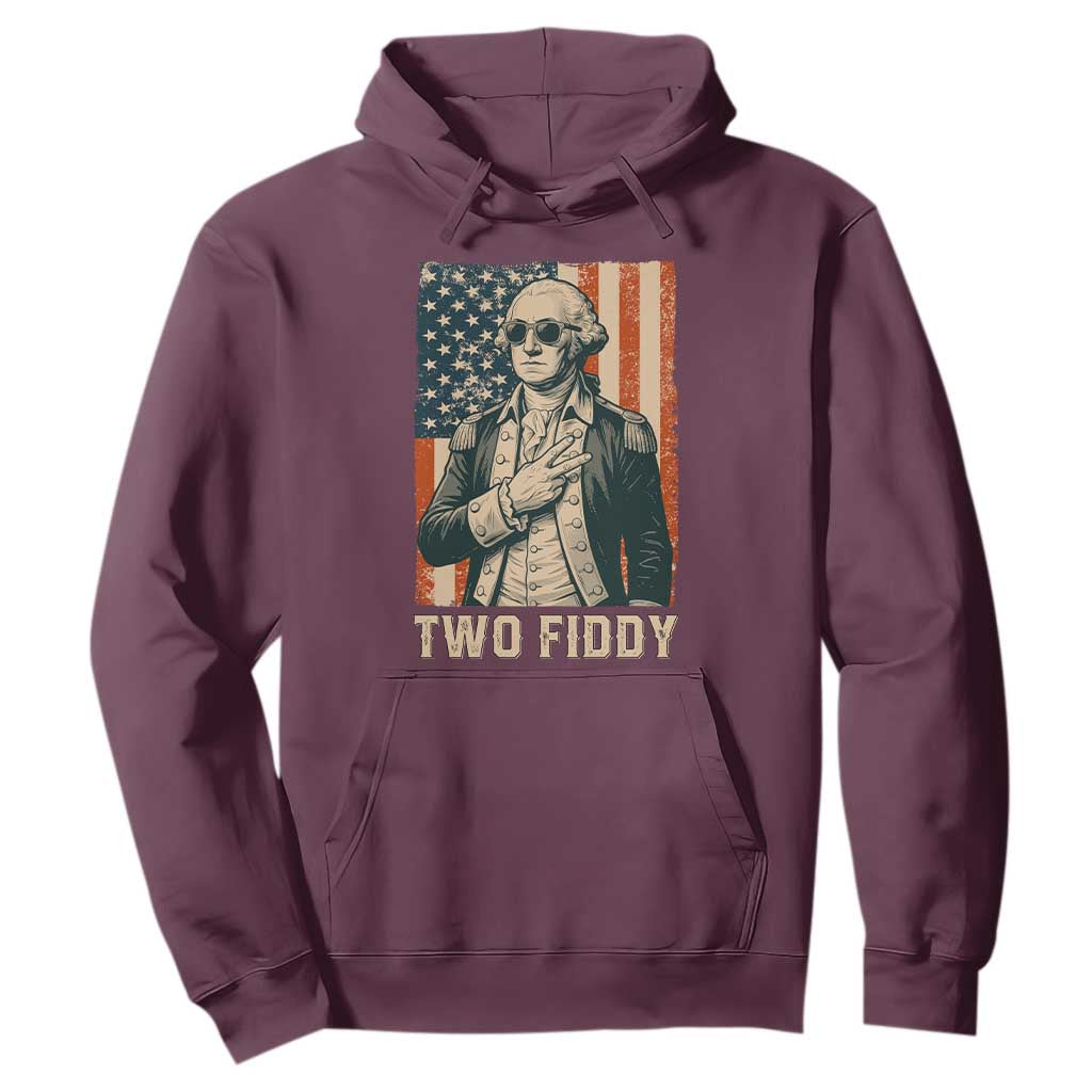 Two Fiddy Vintage George Washington Hoodie Funny Sunglasses Peace Sign Retro American Flag Semiquincentennial