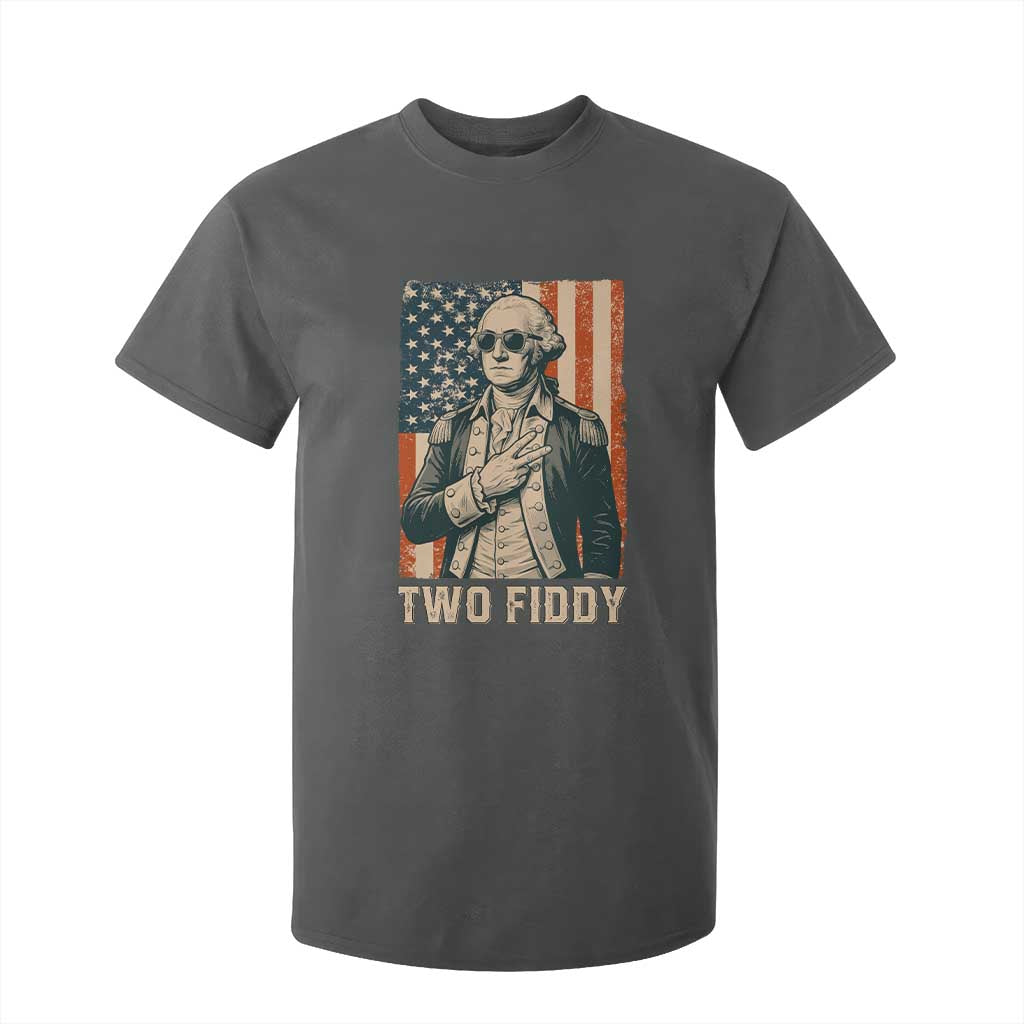 Two Fiddy Vintage George Washington T Shirt For Kid Funny Sunglasses Peace Sign Retro American Flag Semiquincentennial