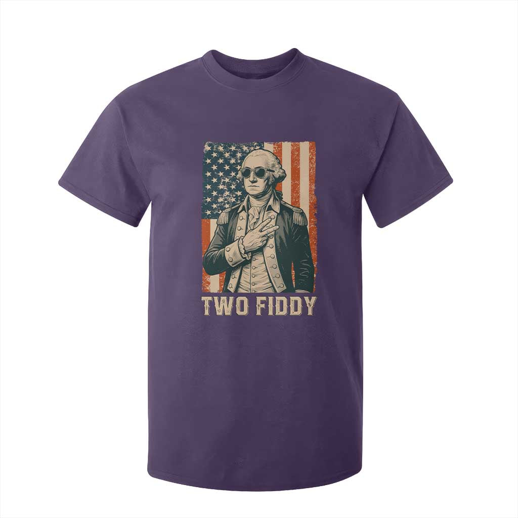 Two Fiddy Vintage George Washington T Shirt For Kid Funny Sunglasses Peace Sign Retro American Flag Semiquincentennial