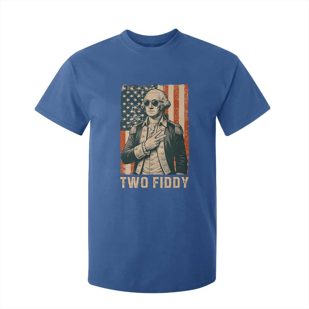Two Fiddy Vintage George Washington T Shirt For Kid Funny Sunglasses Peace Sign Retro American Flag Semiquincentennial