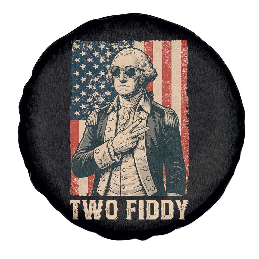 Two Fiddy Vintage George Washington Spare Tire Cover Funny Sunglasses Peace Sign Retro American Flag Semiquincentennial