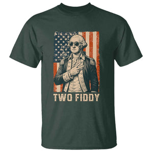 Two Fiddy Vintage George Washington T Shirt Funny Sunglasses Peace Sign Retro American Flag Semiquincentennial