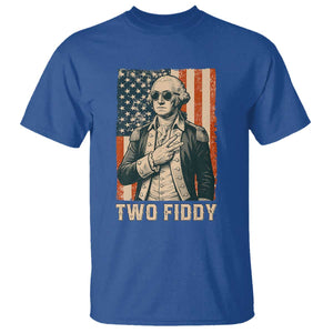 Two Fiddy Vintage George Washington T Shirt Funny Sunglasses Peace Sign Retro American Flag Semiquincentennial