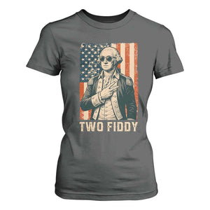 Two Fiddy Vintage George Washington T Shirt For Women Funny Sunglasses Peace Sign Retro American Flag Semiquincentennial