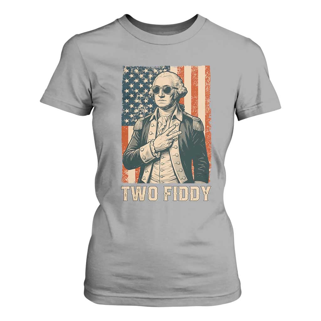 Two Fiddy Vintage George Washington T Shirt For Women Funny Sunglasses Peace Sign Retro American Flag Semiquincentennial