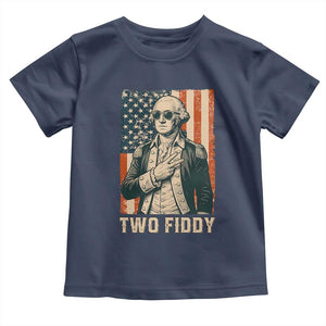 Two Fiddy Vintage George Washington Toddler T Shirt Funny Sunglasses Peace Sign Retro American Flag Semiquincentennial