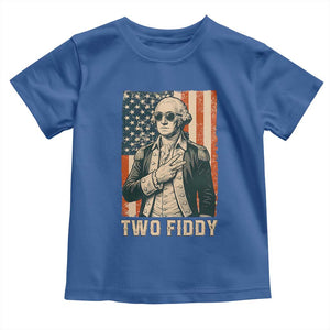 Two Fiddy Vintage George Washington Toddler T Shirt Funny Sunglasses Peace Sign Retro American Flag Semiquincentennial