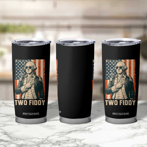 Two Fiddy Vintage George Washington Tumbler Cup Funny Sunglasses Peace Sign Retro American Flag Semiquincentennial