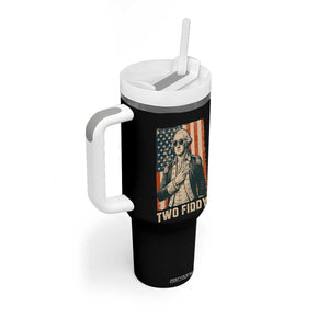 Two Fiddy Vintage George Washington Tumbler With Handle Funny Sunglasses Peace Sign Retro American Flag Semiquincentennial