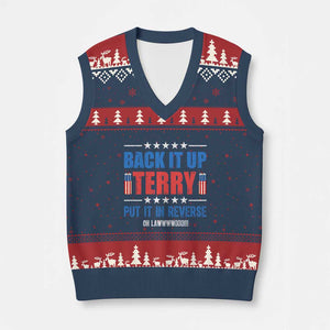 Back It Up Terry Put It In Reverse Oh Lawd V-Neck Knit Sweater Vest Funny 4th of July Fireworks Patriotic