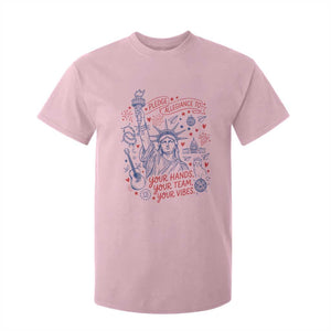 Pledge Allegiance To Your Hands Team Vibes T Shirt For Kid Statue of Liberty Doodle Americana Graphic