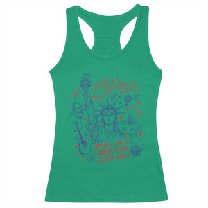 Pledge Allegiance To Your Hands Team Vibes Racerback Tank Top Statue of Liberty Doodle Americana Graphic