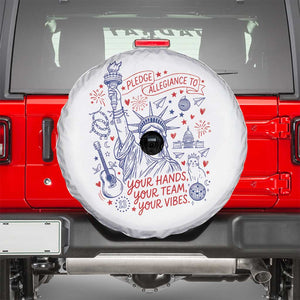 Pledge Allegiance To Your Hands Team Vibes Spare Tire Cover Statue of Liberty Doodle Americana Graphic