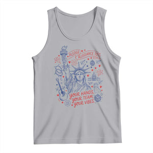 Pledge Allegiance To Your Hands Team Vibes Tank Top Statue of Liberty Doodle Americana Graphic