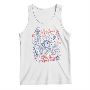 Pledge Allegiance To Your Hands Team Vibes Tank Top Statue of Liberty Doodle Americana Graphic