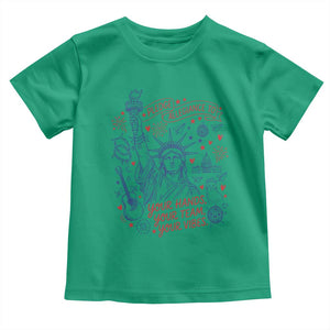 Pledge Allegiance To Your Hands Team Vibes Toddler T Shirt Statue of Liberty Doodle Americana Graphic