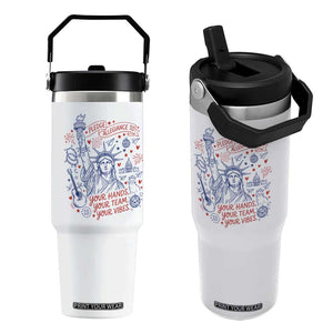 Pledge Allegiance To Your Hands Team Vibes Flip Straw Tumbler Statue of Liberty Doodle Americana Graphic