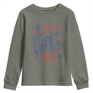 Pledge Allegiance To Your Hands Team Vibes Youth Sweatshirt Statue of Liberty Doodle Americana Graphic